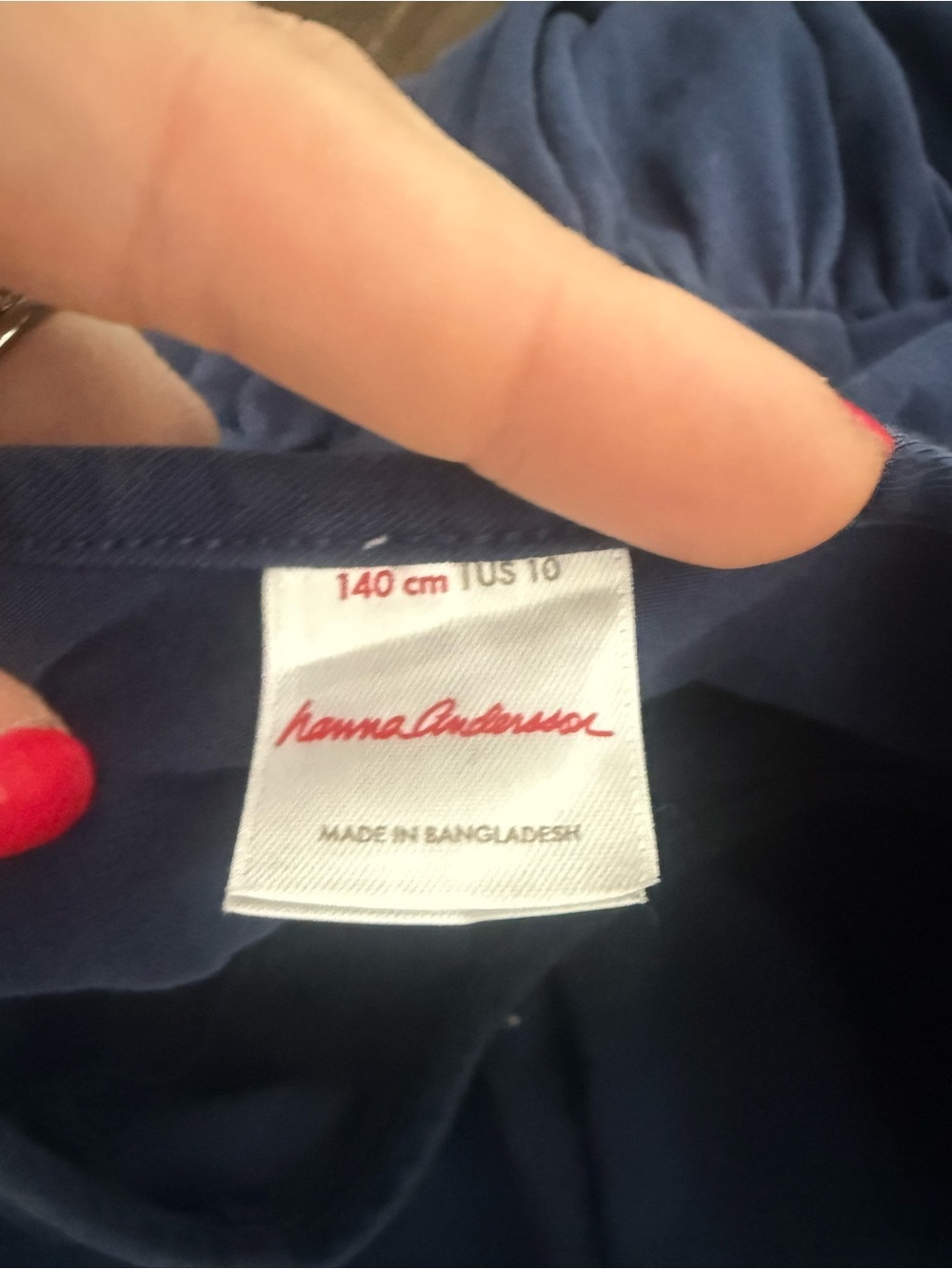 Hanna Andersson Navy Blue Pocket Cotton Dress Size Girls 10 - Picture 2 of 3